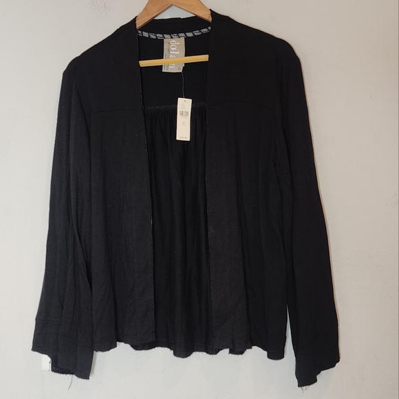 NWT Anthropologie Dolan Black Jersey Wide Sleeve open front cardigan.  Size XS. - Picture 1 of 16
